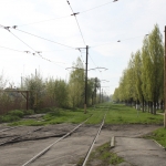Трамвайный разворот на пересечении улицы Трамвайной и Войкова. Вид в сторону города