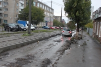 Замена бордюров и асфальта на улице Крылова