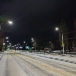 Первый снег в сезоне 2022-2023. Проспект Баклановский вдоль рощи. Вид в сторону переулка Магнитного