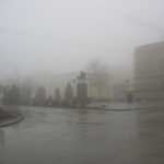 Памятник Платову на коне в тумане