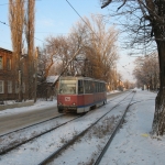 Трамвай на перекрестке Богдана Хмельницкого и Троицкой