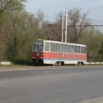 Трамвай на мосту через Тузлов