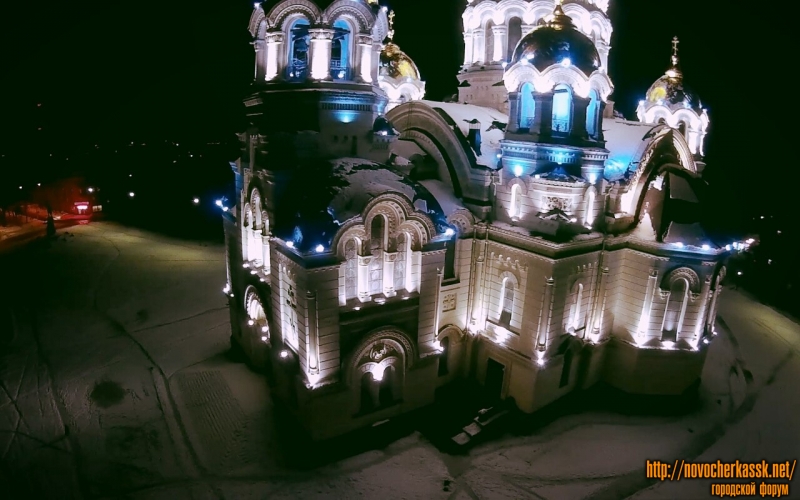 Новочеркасск: Собор ночью с воздуха
