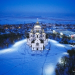 Собор в Новочеркасске вечером с квадрокоптера